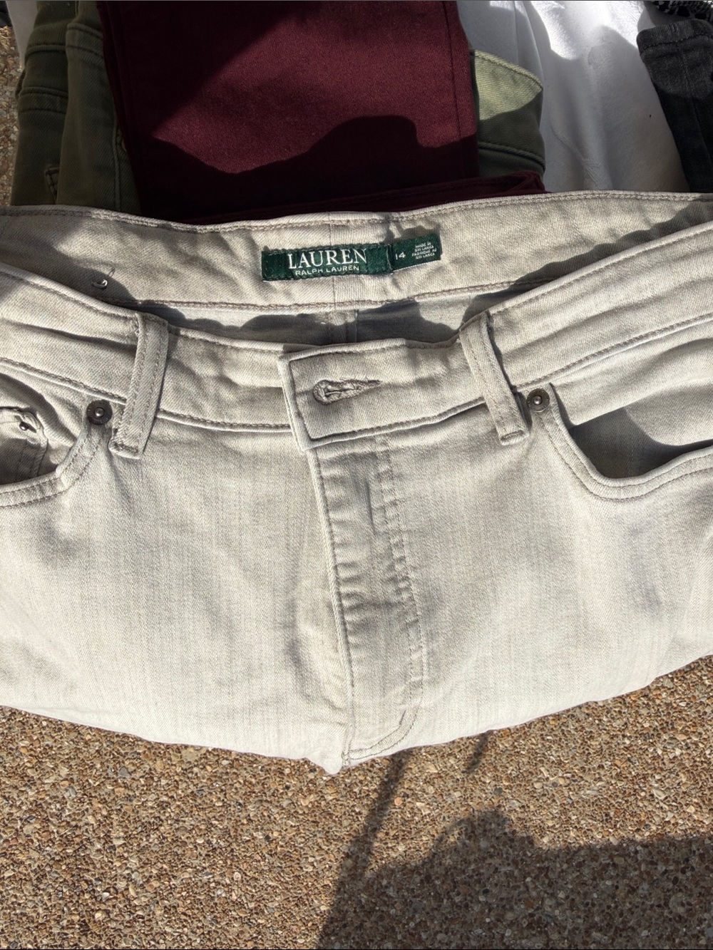 Lauren Ralph Lauren Straight Leg Jeans in Light Gray